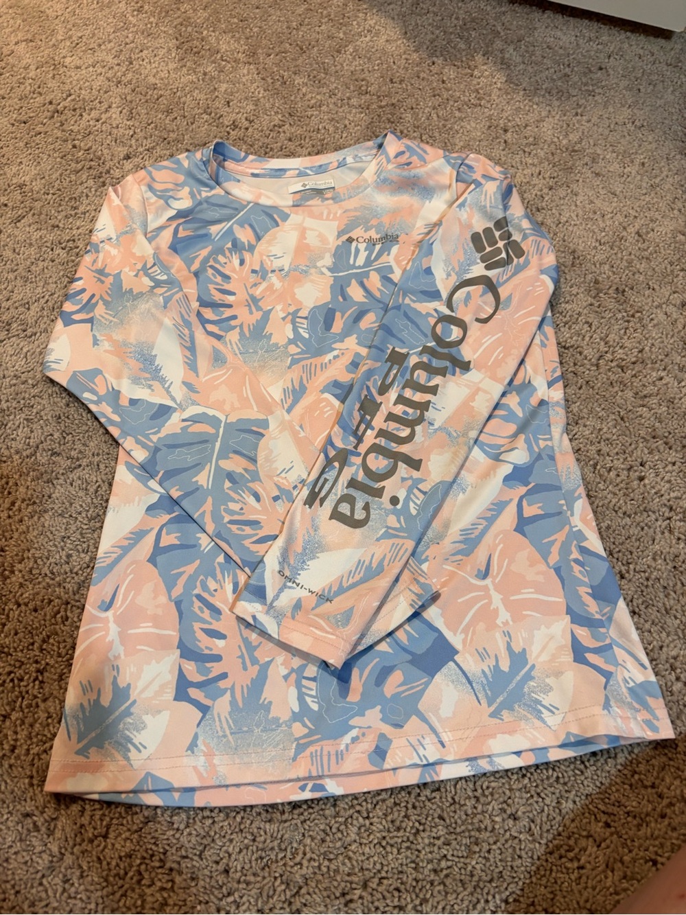 Columbia Pink & Blue Tropical Print Long Sleeve Tee